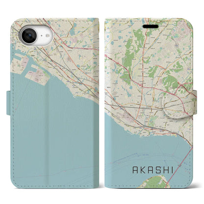 【明石（兵庫県）】地図柄iPhoneケース（手帳タイプ）