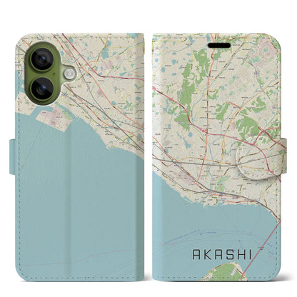 【明石（兵庫県）】地図柄iPhoneケース（手帳タイプ）