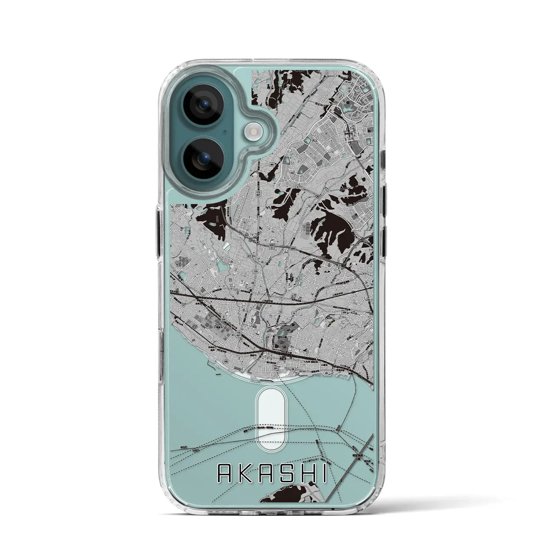 【明石(兵庫県)】地図柄iPhoneケース(MagSafeタイプ)モノトーン・iPhone 16 Pro 用