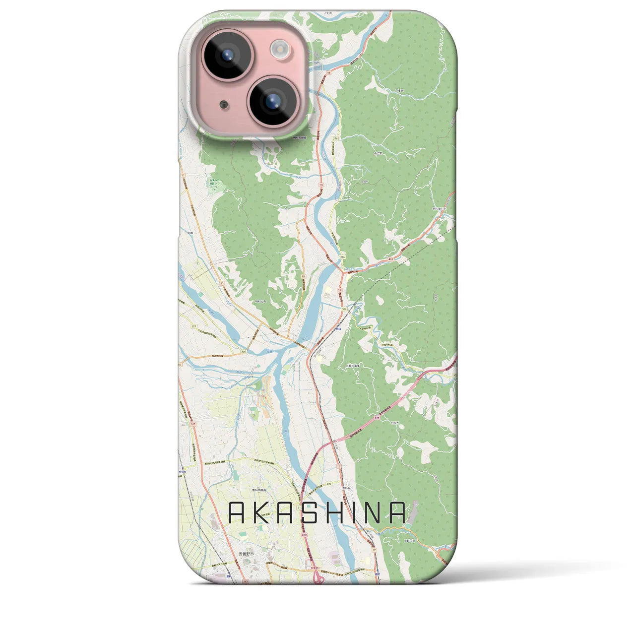 【明科（長野県）】地図柄iPhoneケース（バックカバータイプ）