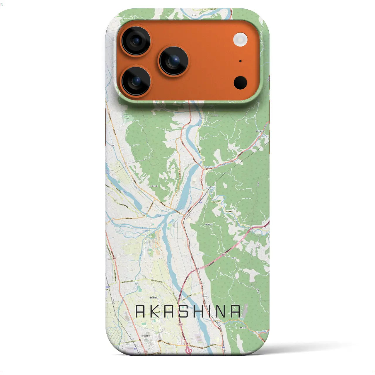 【明科（長野県）】地図柄iPhoneケース（バックカバータイプ）