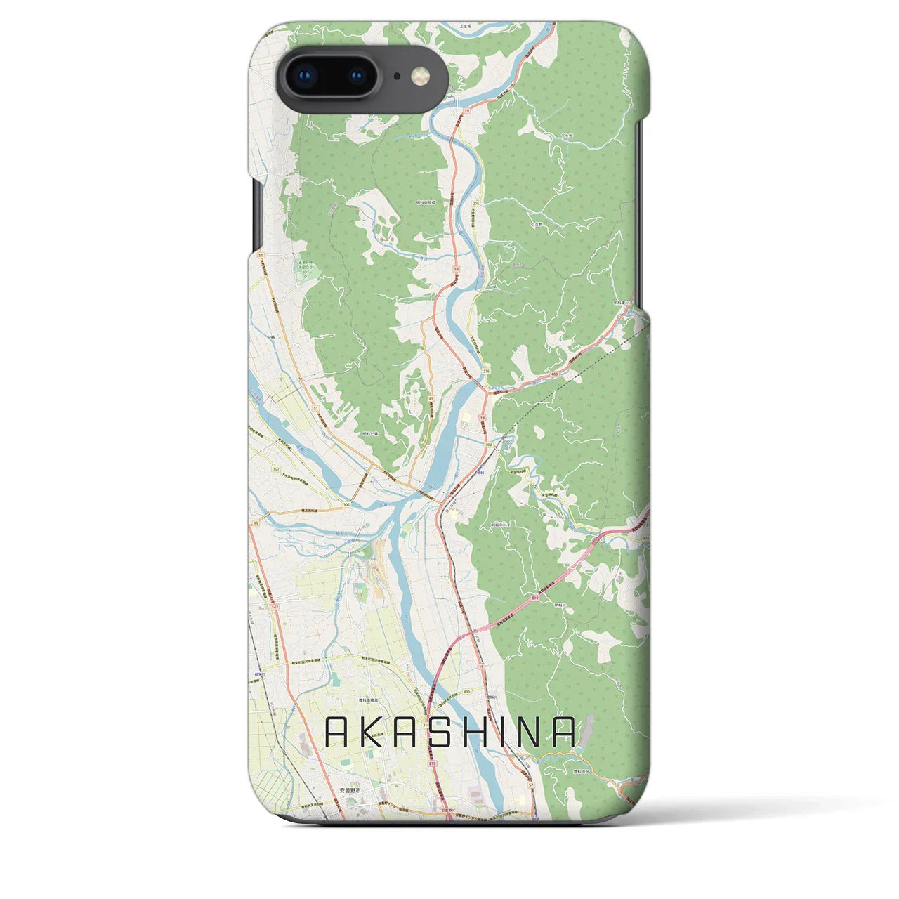 【明科（長野県）】地図柄iPhoneケース（バックカバータイプ）