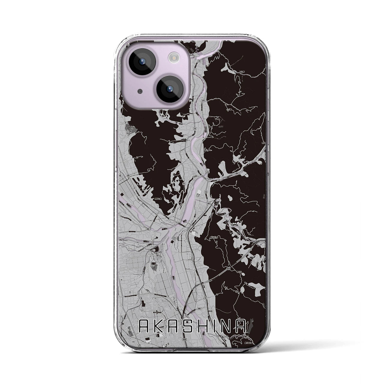 【明科（長野県）】地図柄iPhoneケース（クリアタイプ）