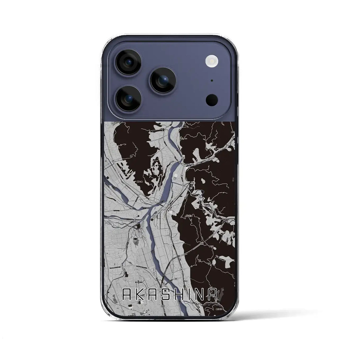 【明科(長野県)】地図柄iPhoneケース(クリアタイプ)モノトーン・iPhone 17 Pro Max 用