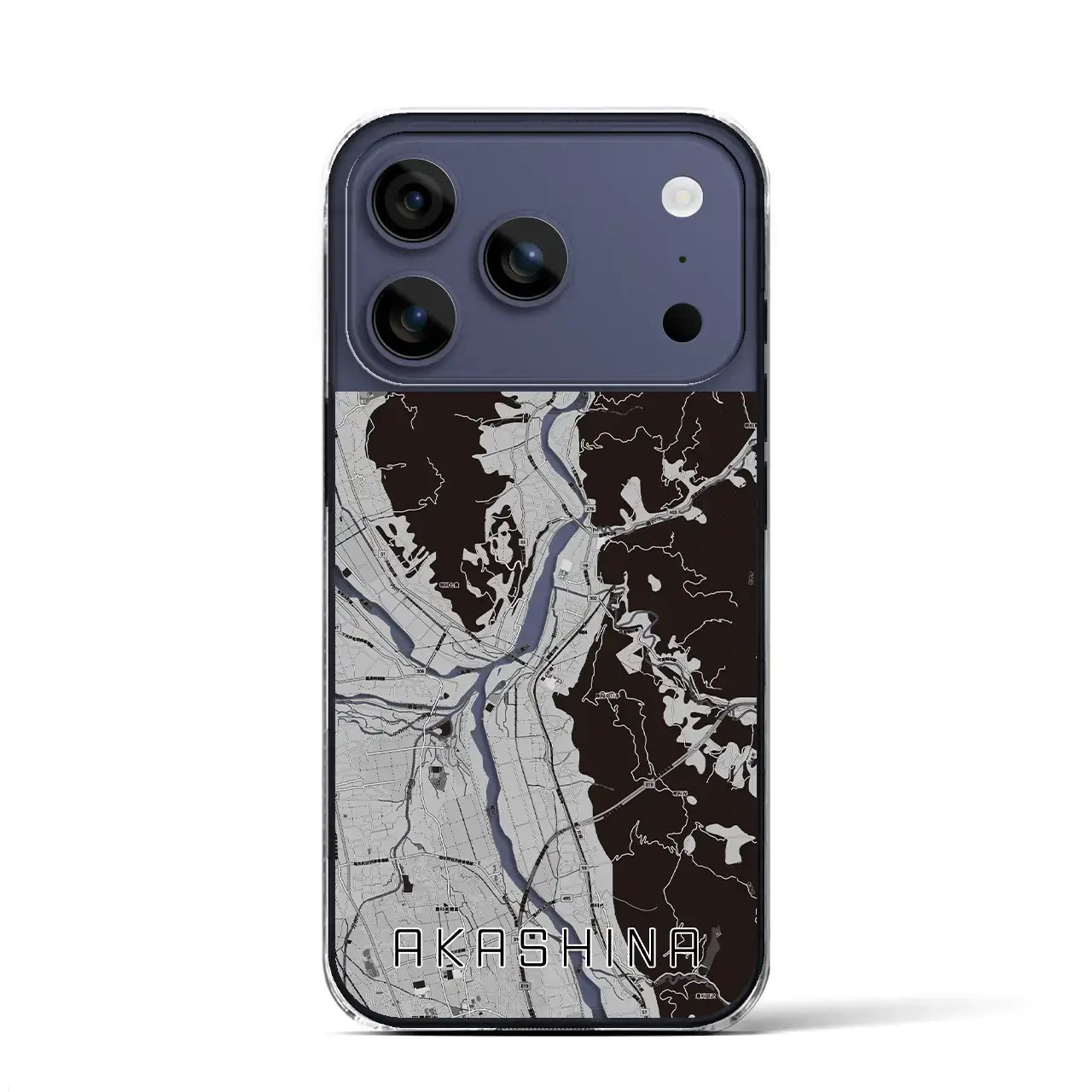 【明科（長野県）】地図柄iPhoneケース（クリアタイプ）モノトーン・iPhone 17 Pro Max 用