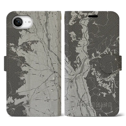 【明科（長野県）】地図柄iPhoneケース（手帳タイプ）