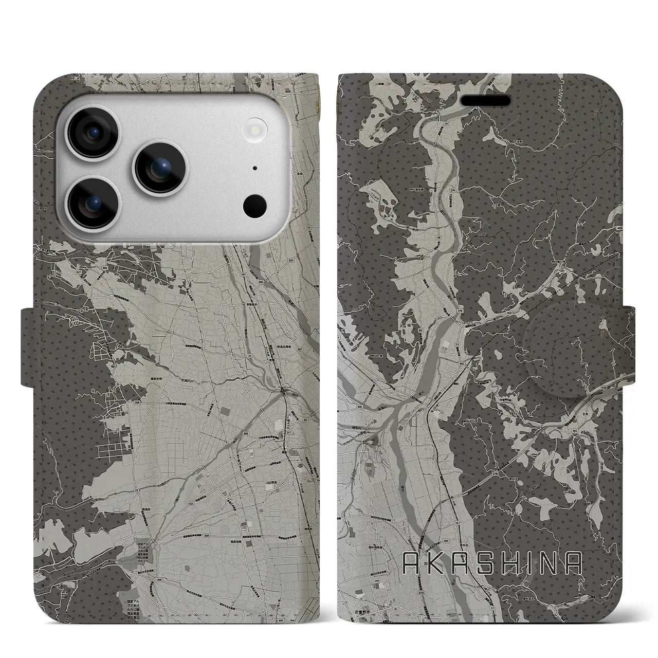 【明科（長野県）】地図柄iPhoneケース（手帳タイプ）