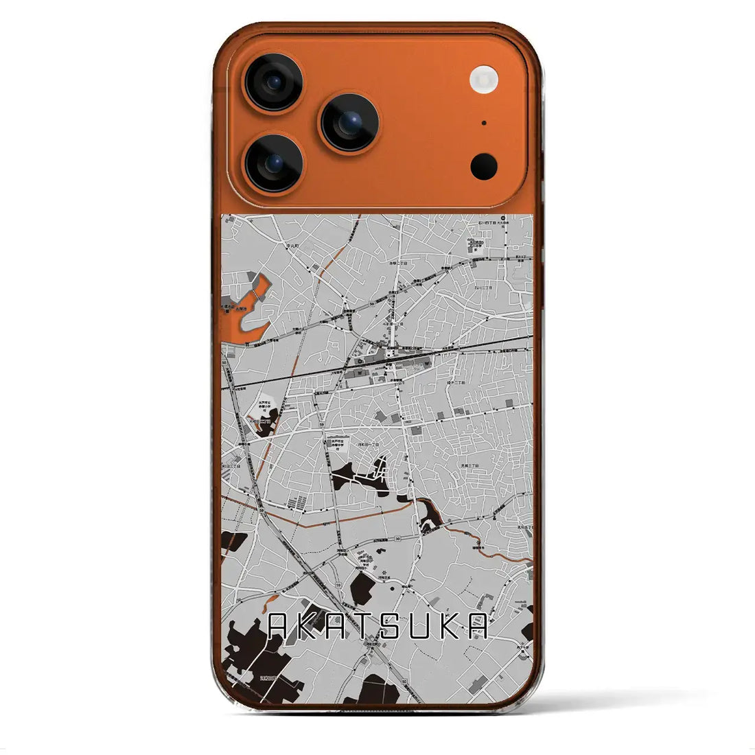 【赤塚(茨城県)】地図柄iPhoneケース(クリアタイプ)モノトーン・iPhone 17 Pro Max 用