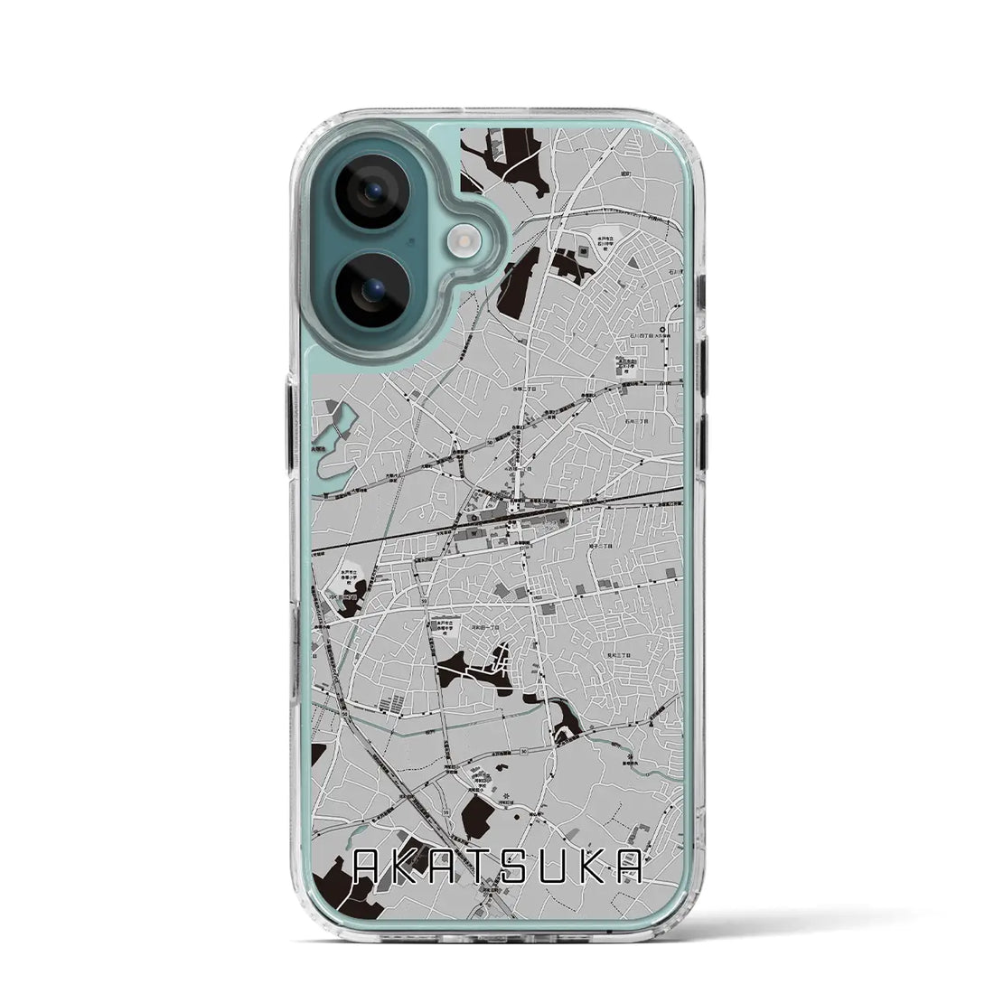 【赤塚(茨城県)】地図柄iPhoneケース(MagSafeタイプ)モノトーン・iPhone 16 Pro 用