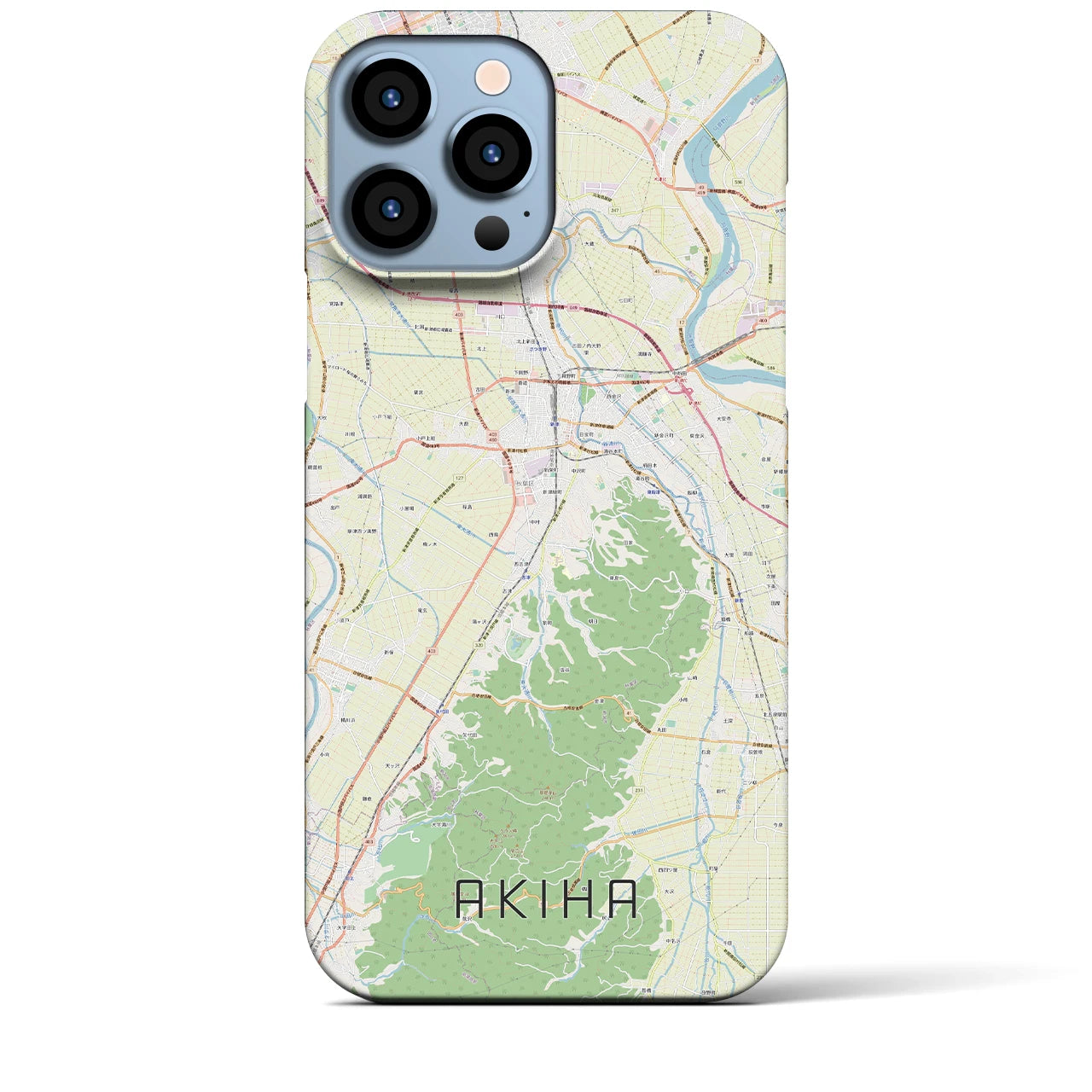 【秋葉（新潟県）】地図柄iPhoneケース（バックカバータイプ）ナチュラル・iPhone 13 Pro Max 用