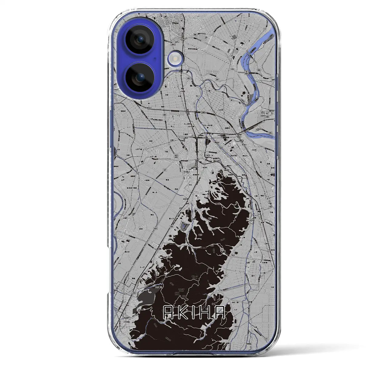 【秋葉（新潟県）】地図柄iPhoneケース（クリアタイプ）