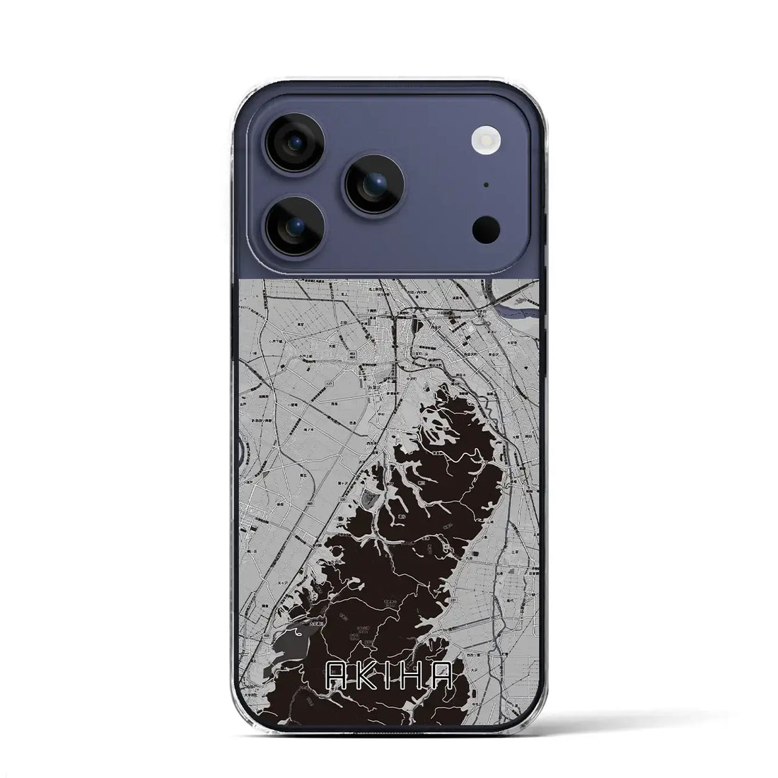 【秋葉（新潟県）】地図柄iPhoneケース（クリアタイプ）モノトーン・iPhone 17 Pro Max 用