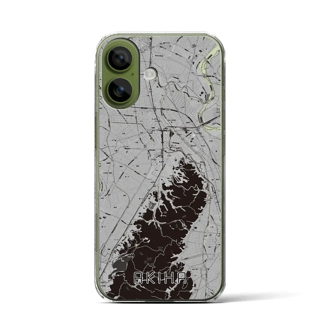 【秋葉（新潟県）】地図柄iPhoneケース（クリアタイプ）