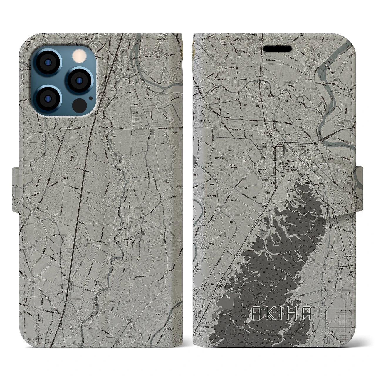 【秋葉（新潟県）】地図柄iPhoneケース（手帳タイプ）