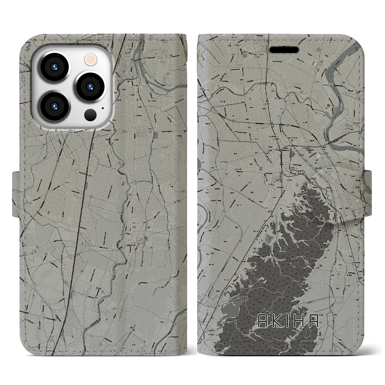 【秋葉（新潟県）】地図柄iPhoneケース（手帳タイプ）