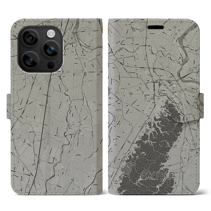 【秋葉（新潟県）】地図柄iPhoneケース（手帳タイプ）モノトーン・iPhone 16 用