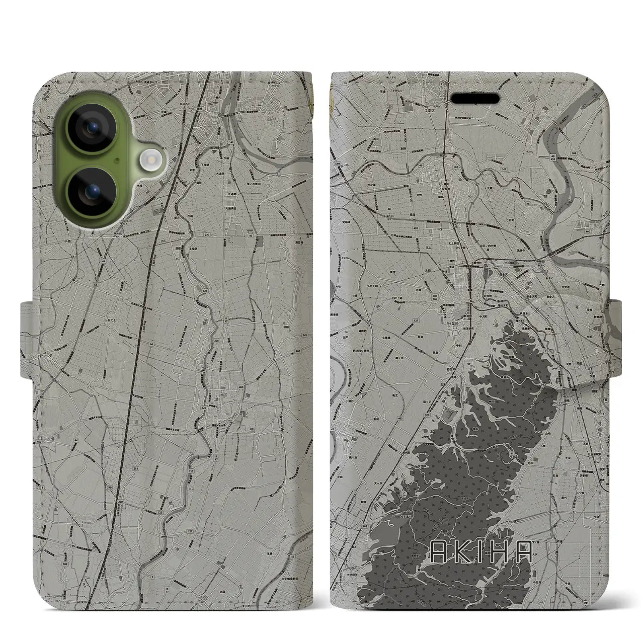 【秋葉（新潟県）】地図柄iPhoneケース（手帳タイプ）