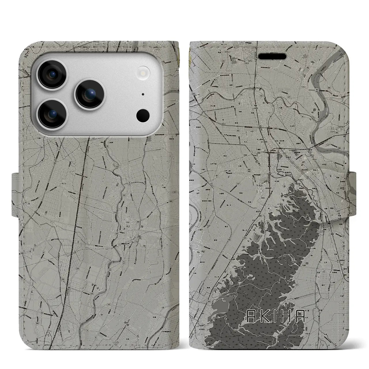 【秋葉（新潟県）】地図柄iPhoneケース（手帳タイプ）