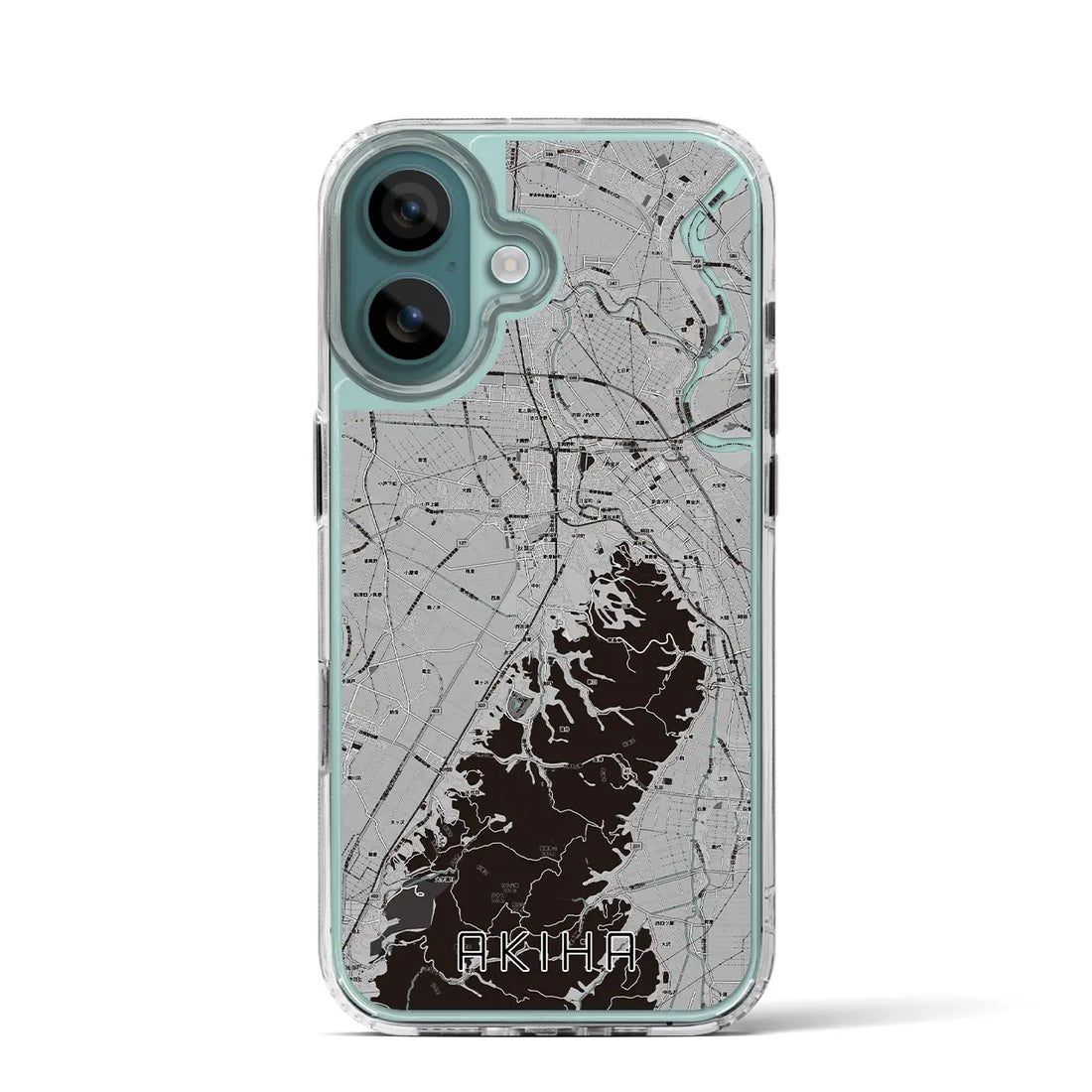 【秋葉（新潟県）】地図柄iPhoneケース（MagSafeタイプ）モノトーン・iPhone 16 Pro 用