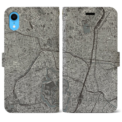 【秋葉原（東京都）】地図柄iPhoneケース（手帳タイプ）モノトーン・iPhone XR 用
