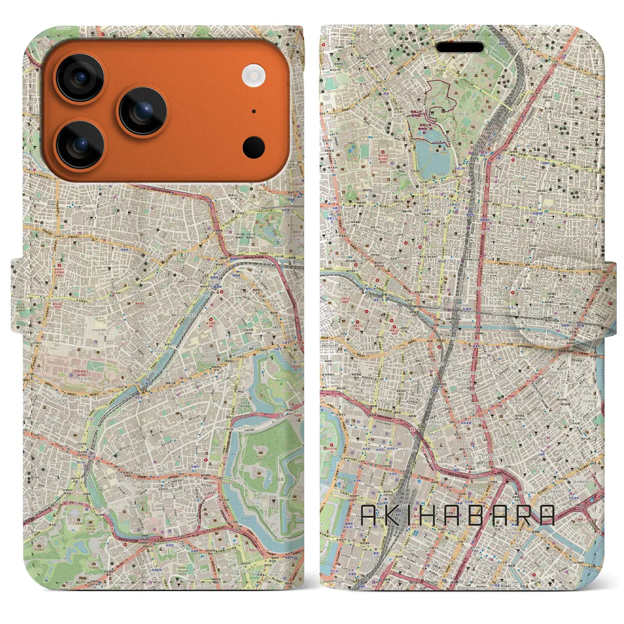 【秋葉原（東京都）】地図柄iPhoneケース（手帳タイプ）