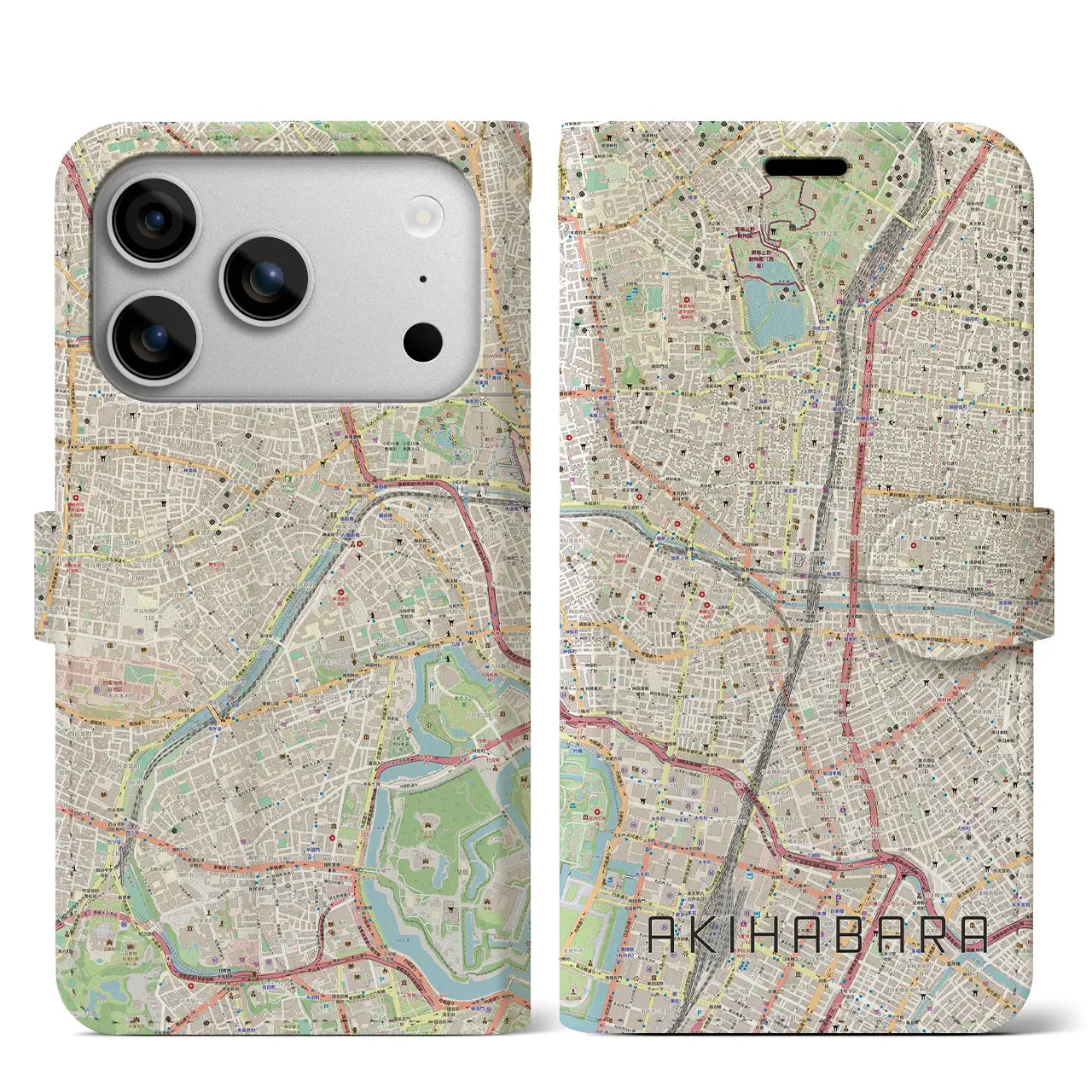 【秋葉原（東京都）】地図柄iPhoneケース（手帳タイプ）