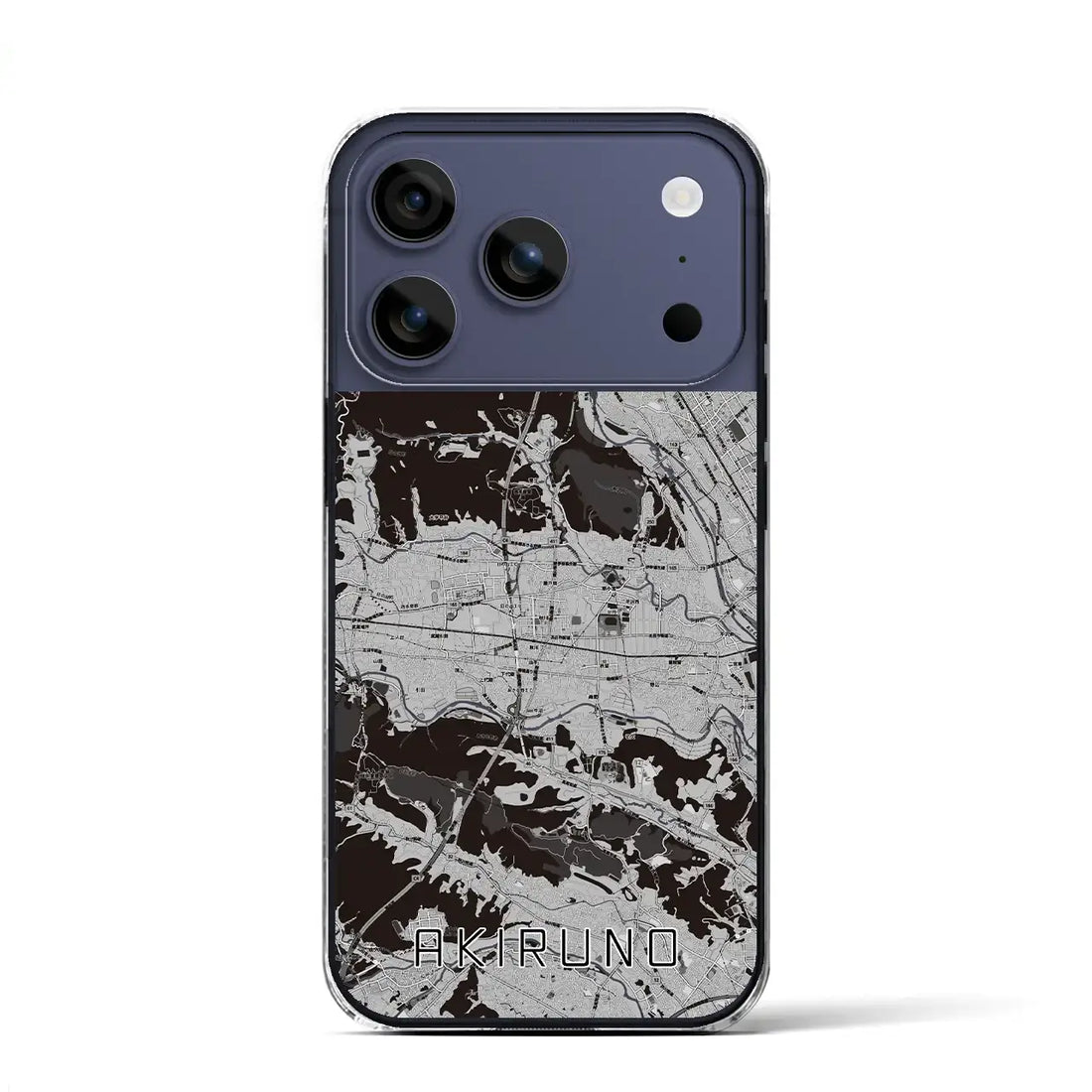 【あきる野(東京都)】地図柄iPhoneケース(クリアタイプ)モノトーン・iPhone 17 Pro Max 用
