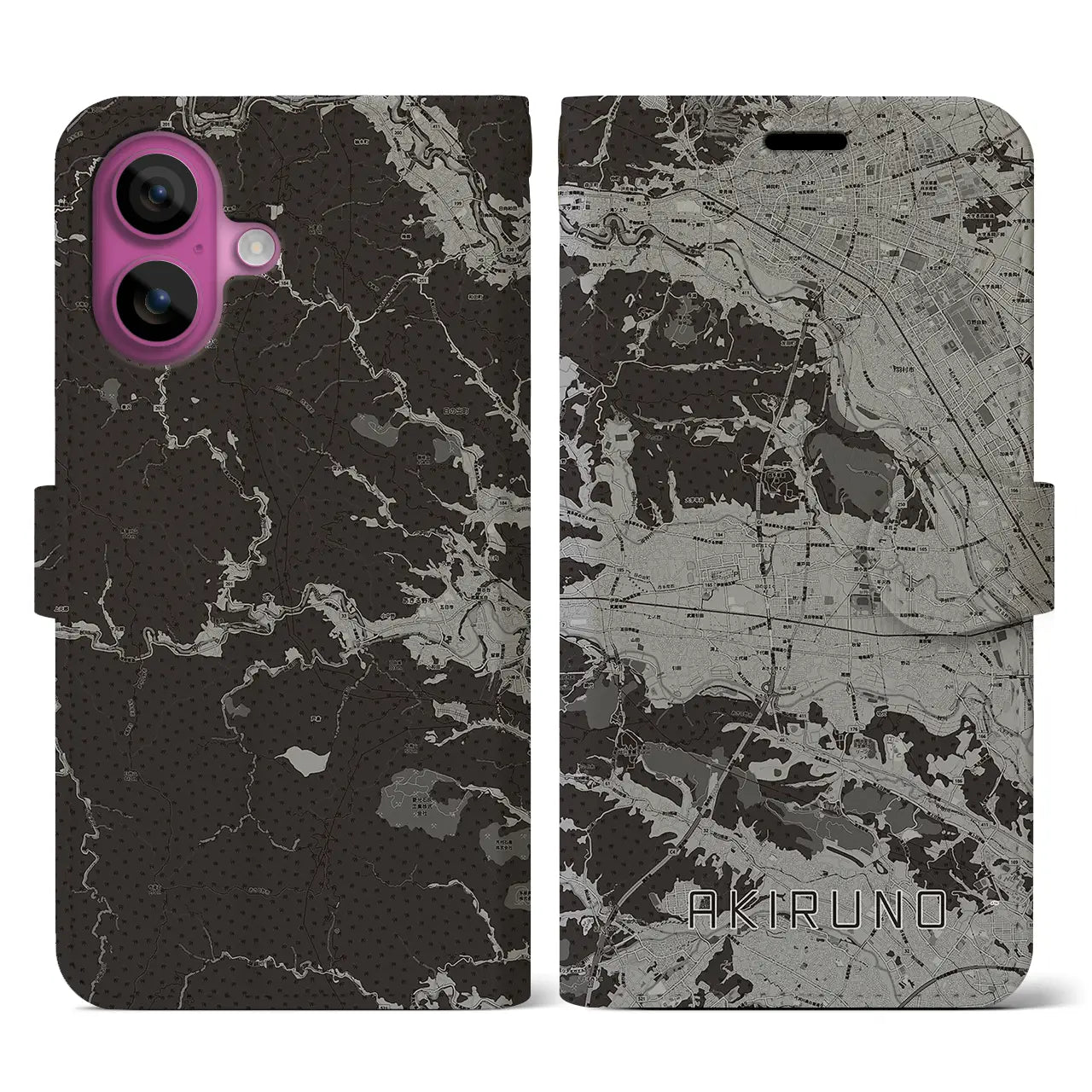 【あきる野（東京都）】地図柄iPhoneケース（手帳タイプ）