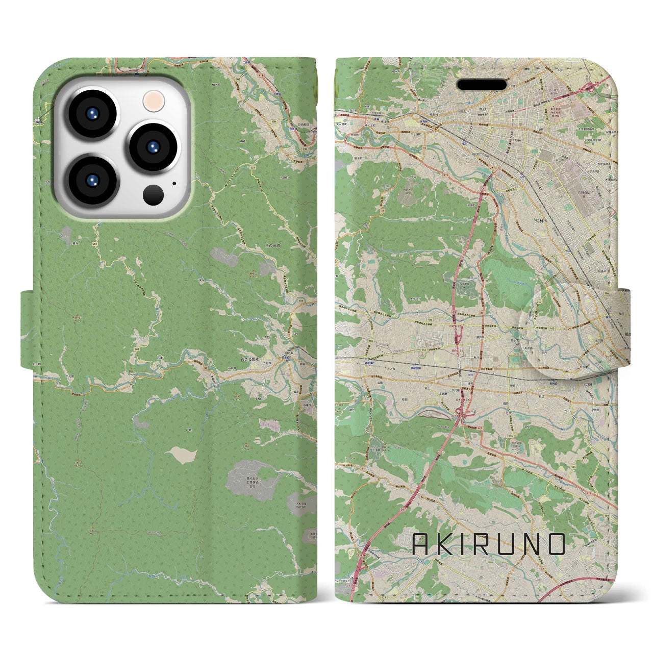 【あきる野（東京都）】地図柄iPhoneケース（手帳タイプ）