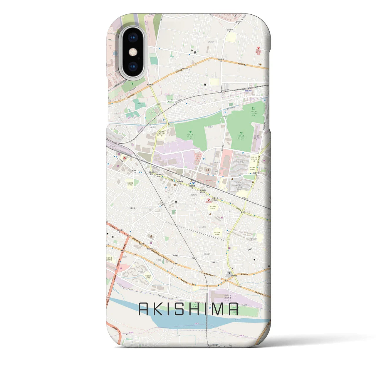 【昭島（東京都）】地図柄iPhoneケース（バックカバータイプ）