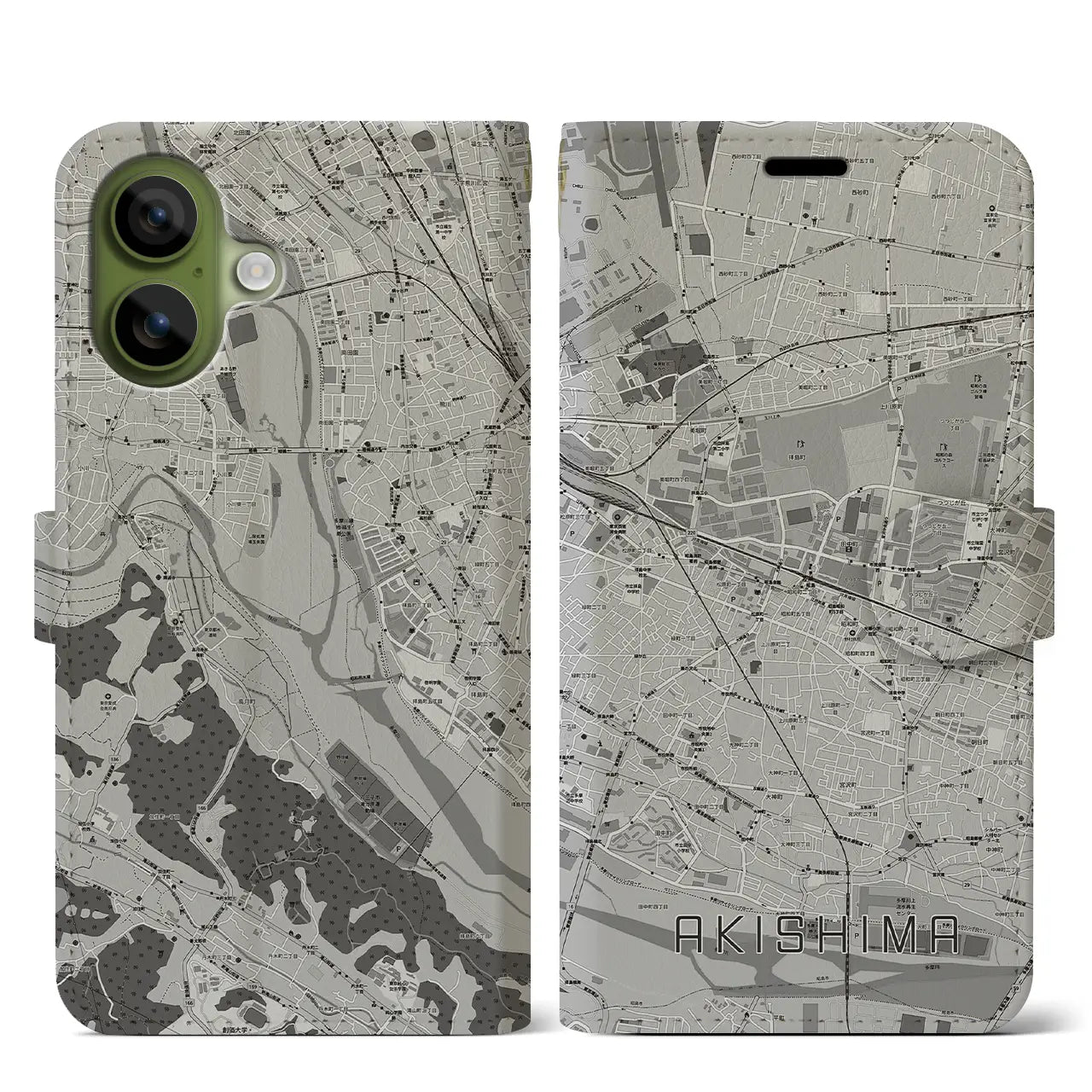 【昭島（東京都）】地図柄iPhoneケース（手帳タイプ）