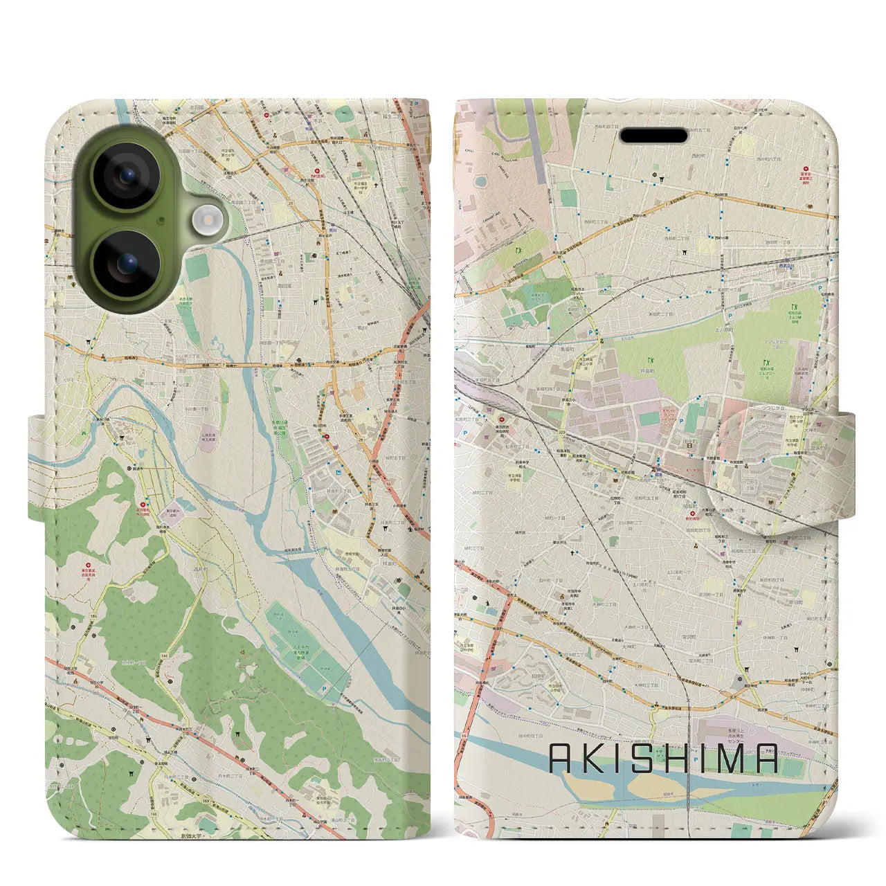 【昭島（東京都）】地図柄iPhoneケース（手帳タイプ）