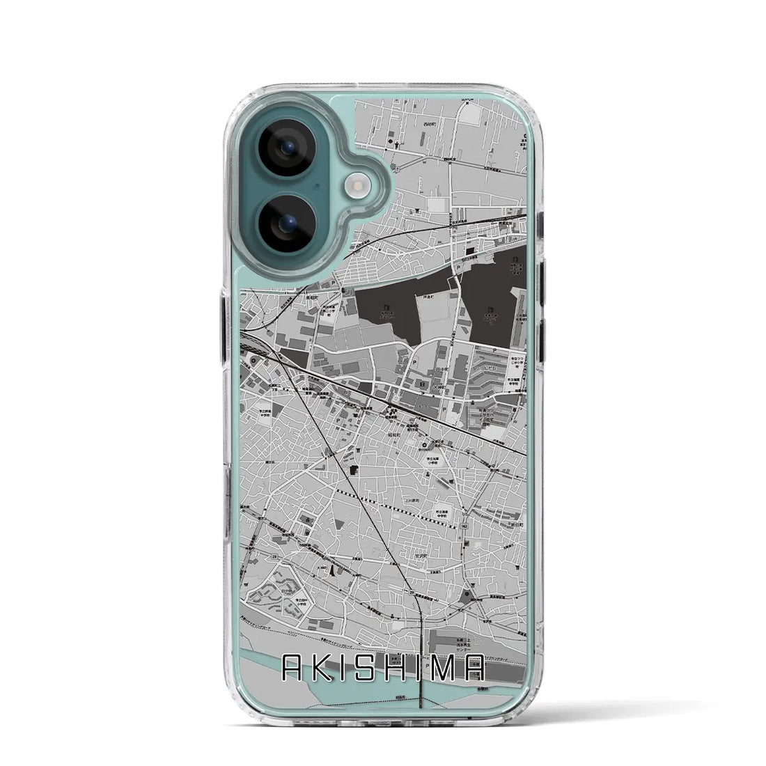 【昭島（東京都）】地図柄iPhoneケース（MagSafeタイプ）モノトーン・iPhone 16 Pro 用