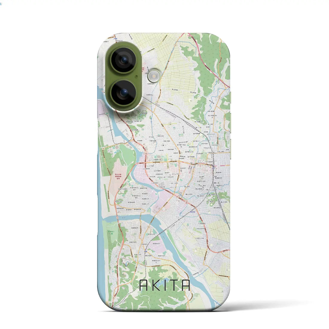 【秋田(秋田県)】地図柄iPhoneケース(バックカバータイプ)ブラック・iPhone 17 Pro Max 用