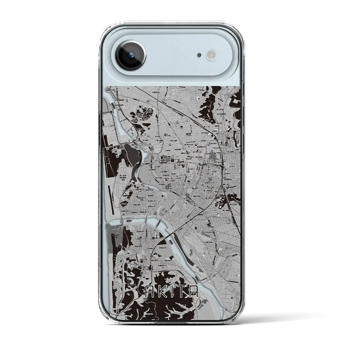 【秋田(秋田県)】地図柄iPhoneケース(クリアタイプ)モノトーン・iPhone 17 Pro Max 用
