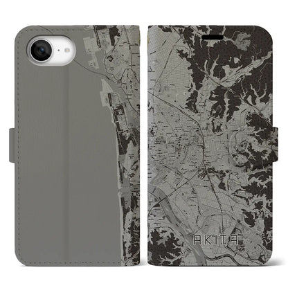 【秋田（秋田県）】地図柄iPhoneケース（手帳タイプ）