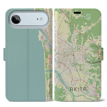 【秋田（秋田県）】地図柄iPhoneケース（手帳タイプ）