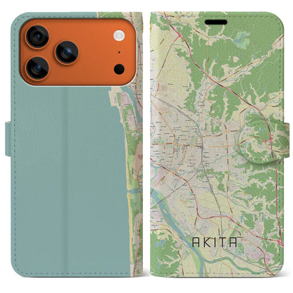 【秋田（秋田県）】地図柄iPhoneケース（手帳タイプ）