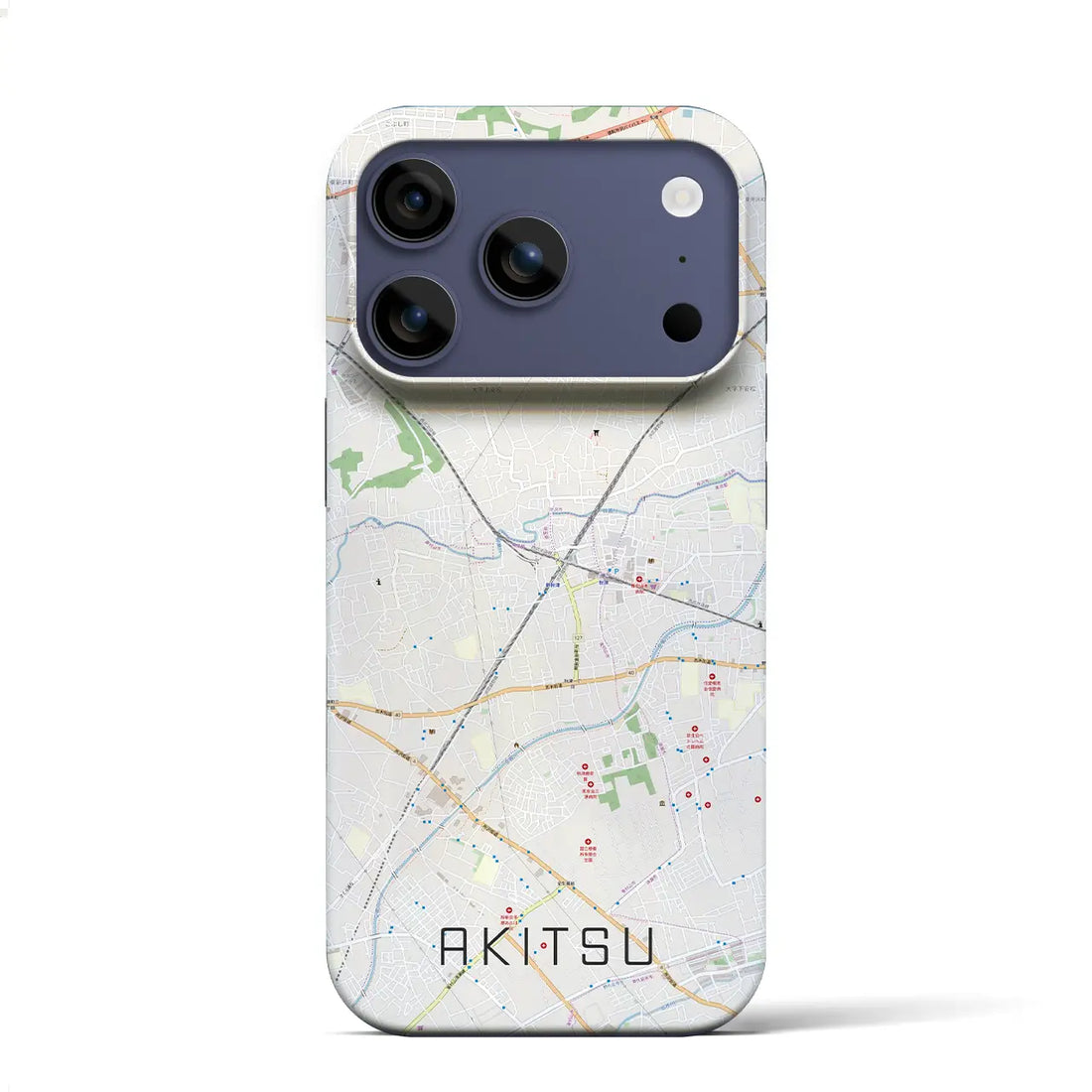 【秋津(東京都)】地図柄iPhoneケース(バックカバータイプ)ナチュラル・iPhone 17 Pro Max 用