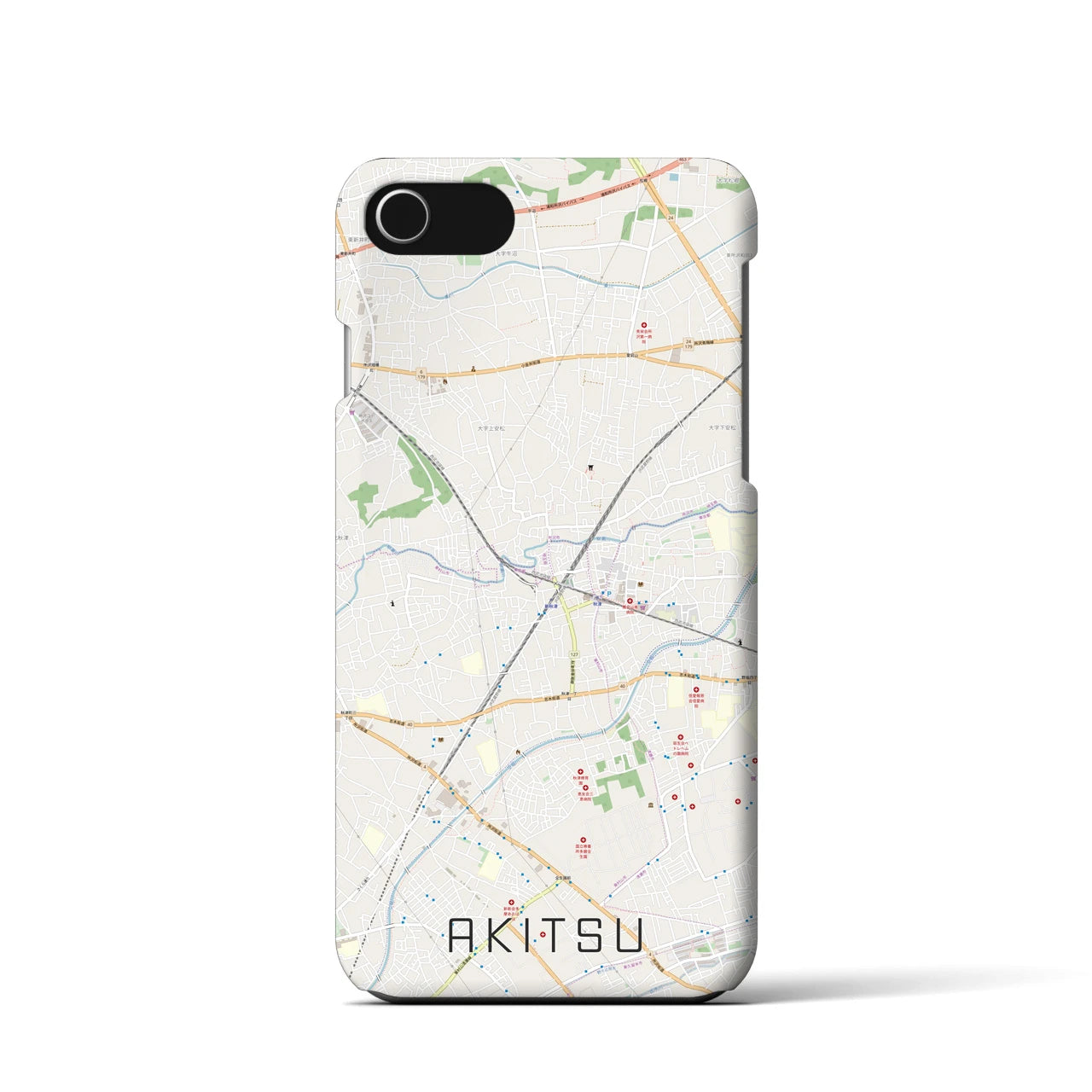 【秋津（東京都）】地図柄iPhoneケース（バックカバータイプ）