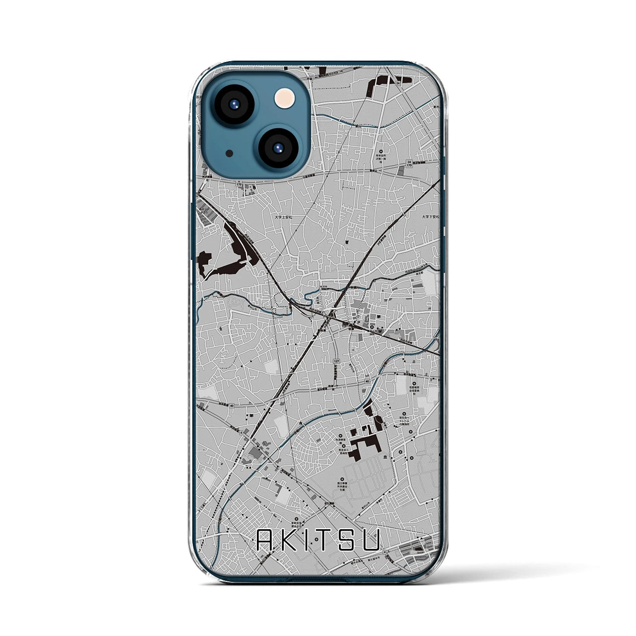【秋津（東京都）】地図柄iPhoneケース（クリアタイプ）