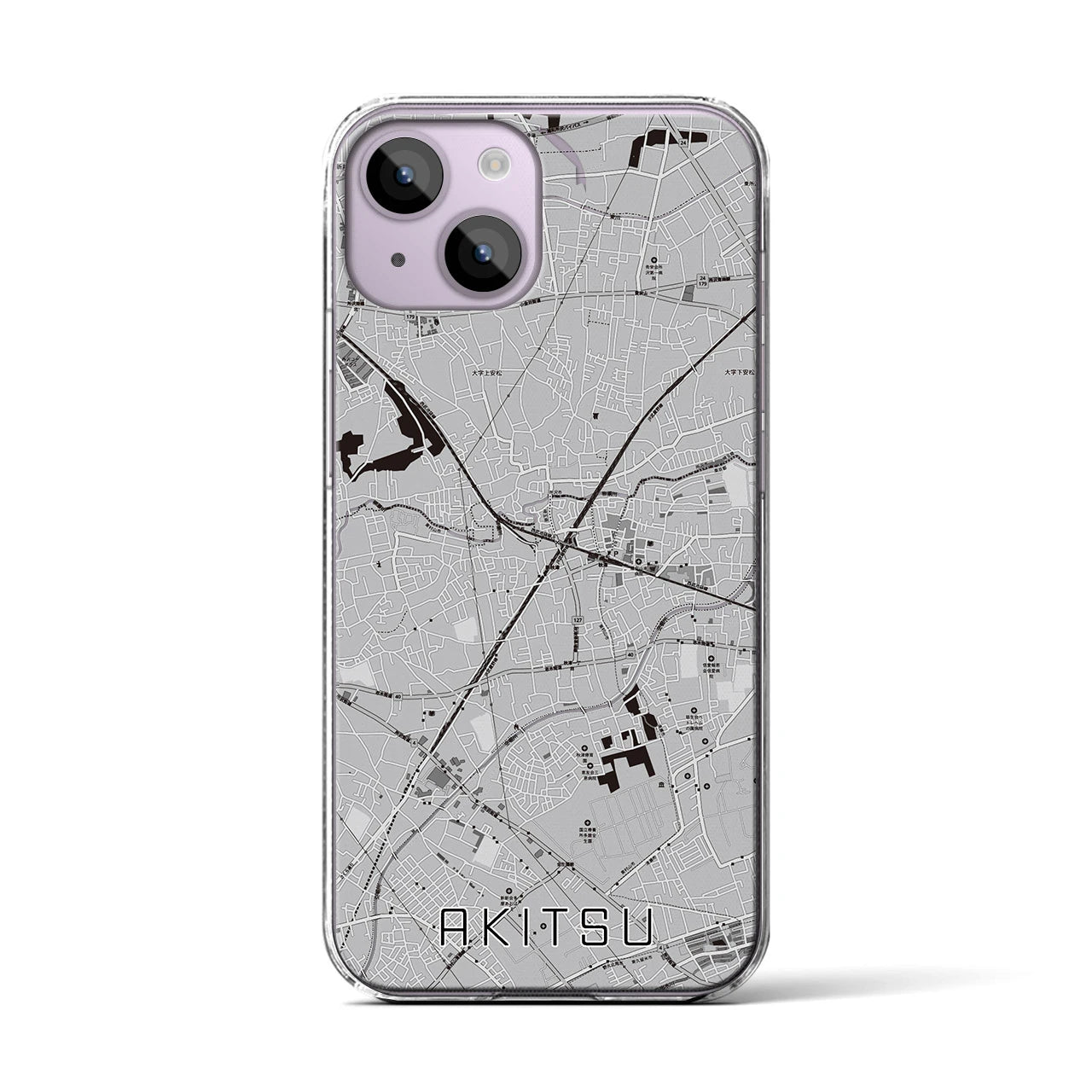 【秋津（東京都）】地図柄iPhoneケース（クリアタイプ）