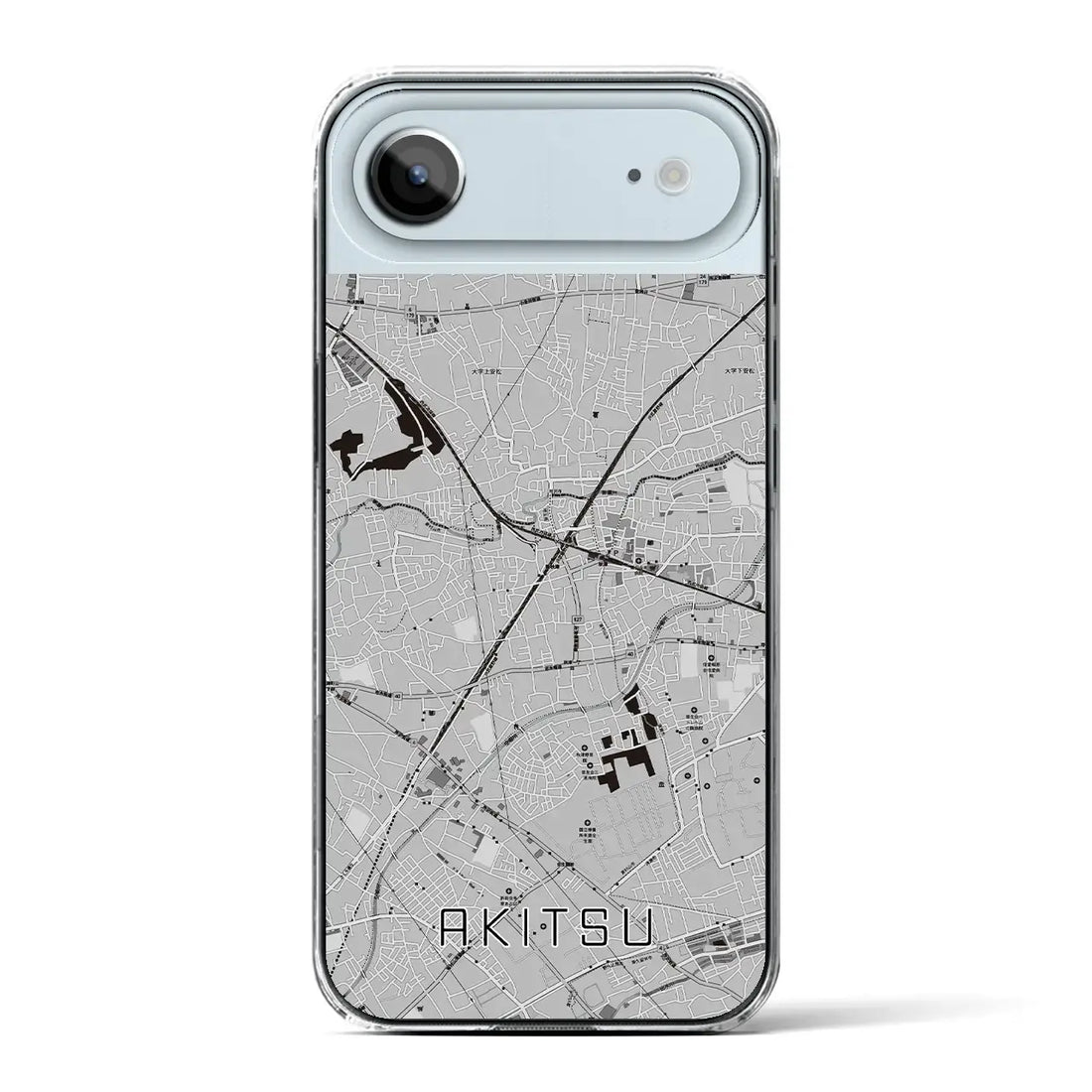 【秋津（東京都）】地図柄iPhoneケース（クリアタイプ）モノトーン・iPhone 17 Pro Max 用