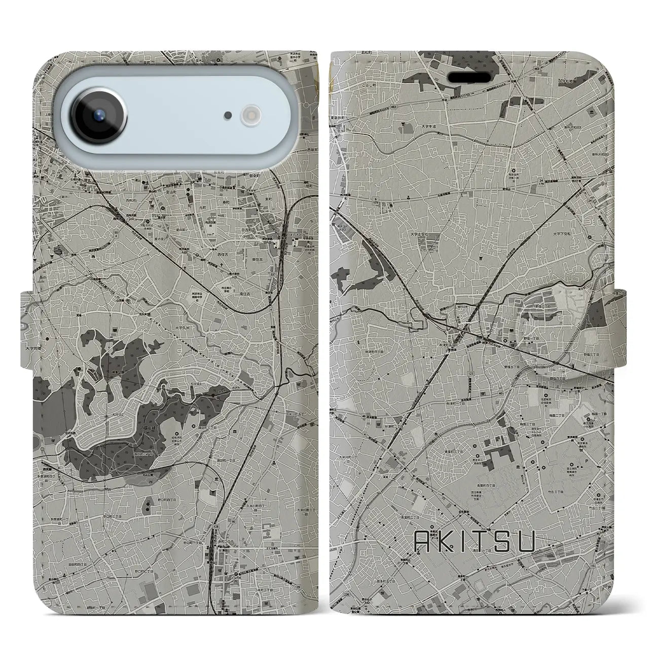 【秋津（東京都）】地図柄iPhoneケース（手帳タイプ）