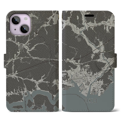 【赤穂（兵庫県）】地図柄iPhoneケース（手帳タイプ）モノトーン・iPhone 14 用