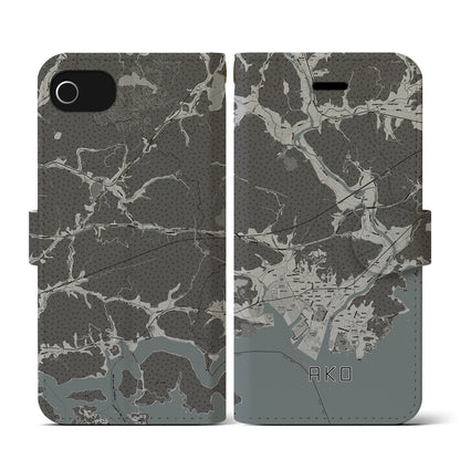 【赤穂（兵庫県）】地図柄iPhoneケース（手帳タイプ）モノトーン・iPhone SE（第3 / 第2世代） / 8 / 7 / 6s / 6 用