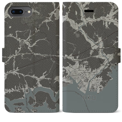 【赤穂（兵庫県）】地図柄iPhoneケース（手帳タイプ）モノトーン・iPhone 8Plus /7Plus / 6sPlus / 6Plus 用