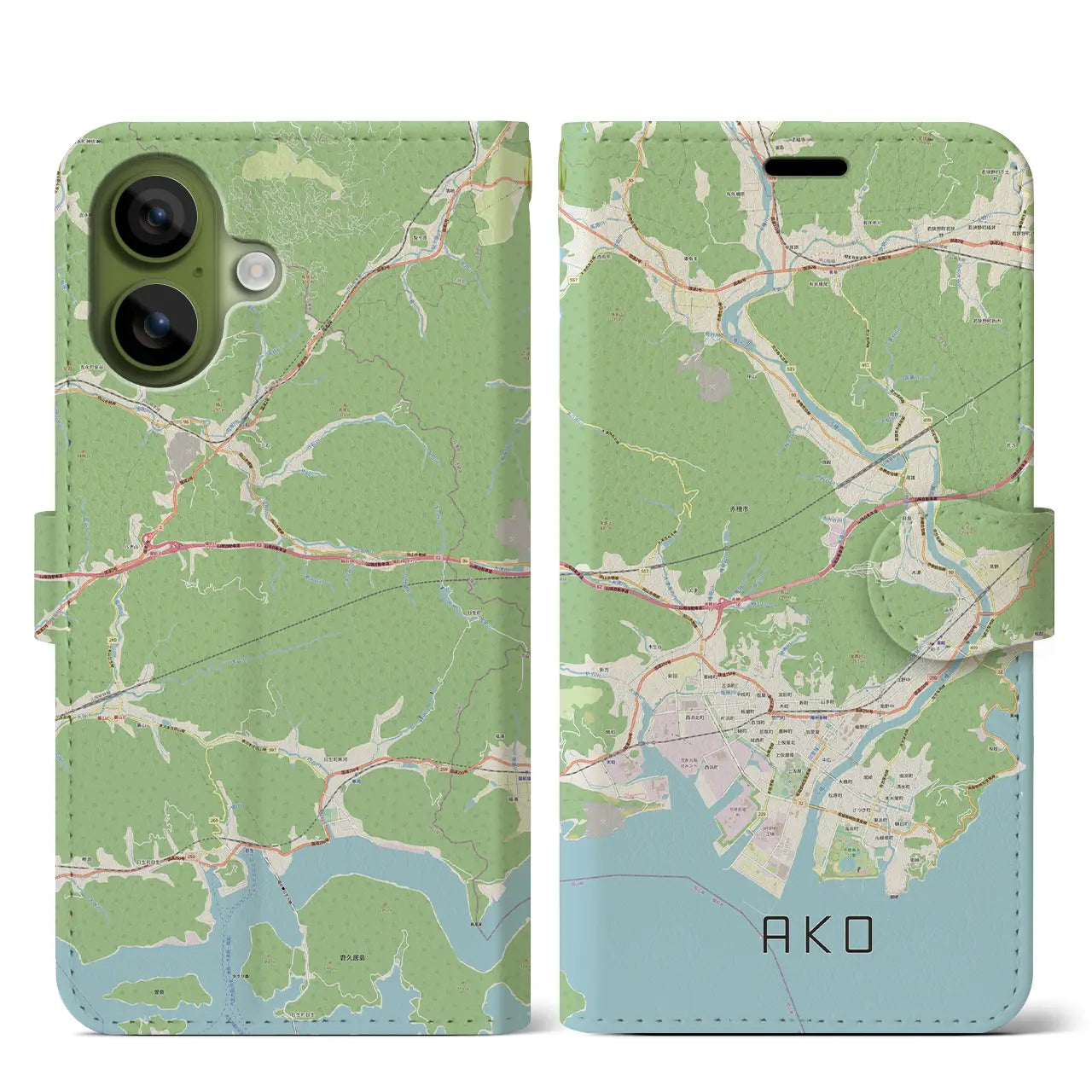 【赤穂（兵庫県）】地図柄iPhoneケース（手帳タイプ）