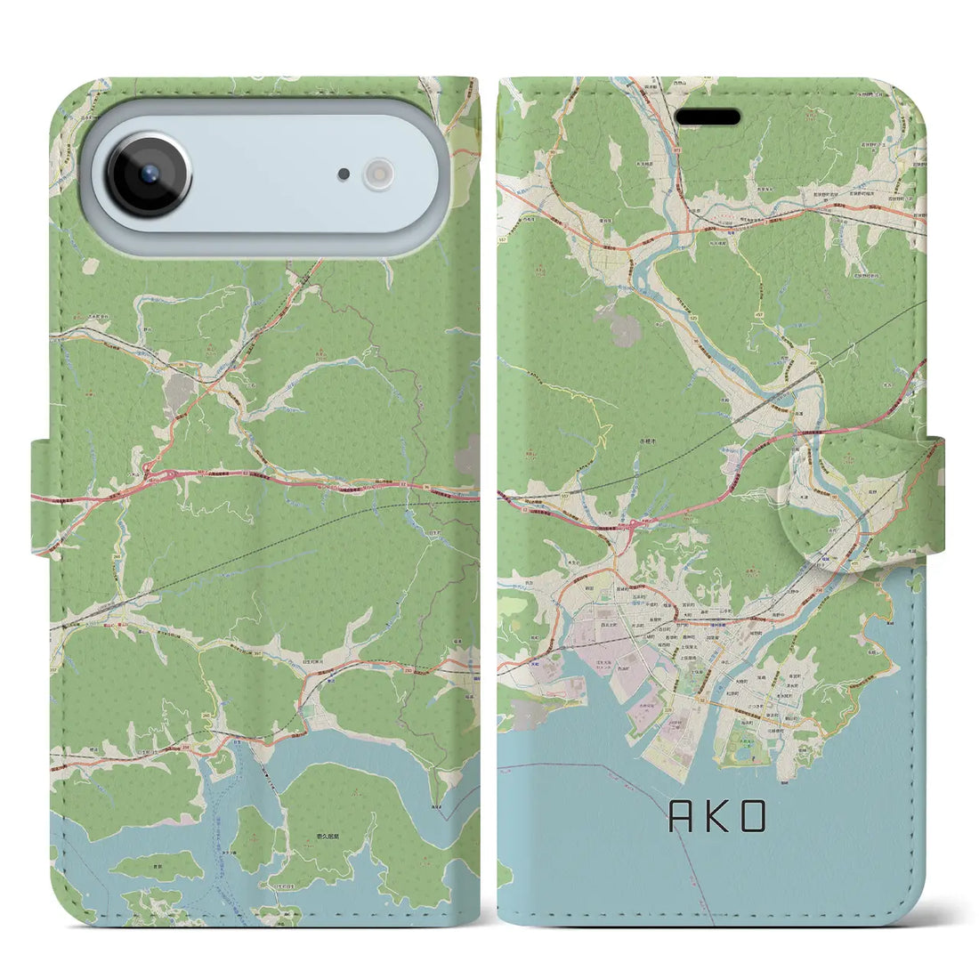 【赤穂（兵庫県）】地図柄iPhoneケース（手帳タイプ）ナチュラル・iPhone 17 Pro Max 用