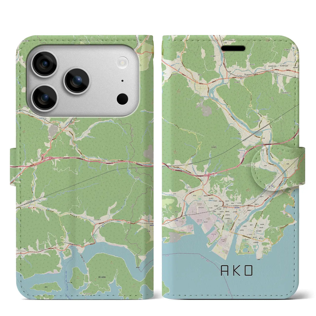 【赤穂(兵庫県)】地図柄iPhoneケース(手帳タイプ)モノトーン・iPhone 17 Pro Max 用